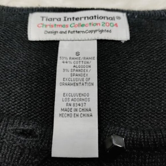 Tiara International Black Tight Knit Christmas Cardigan Small - Picture 5 of 12